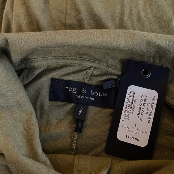 Rag & Bone Classic Polo Tee Shirt Short Sleeve Cloud Jersey Lichen Green Small - Picture 5 of 7